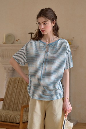 Tie two wear striped top_3color