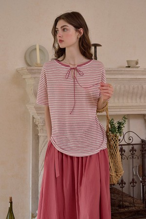 Tie two wear striped top_3color