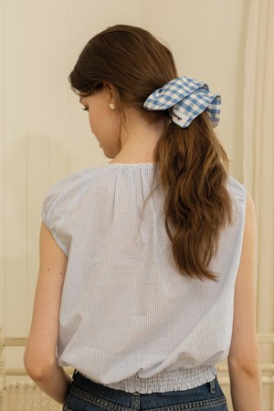 Check hair scrunchie_BLUE