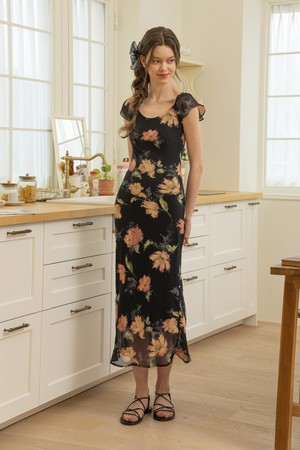 Garden mesh dress_BLACK