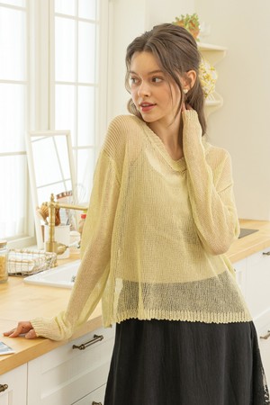Hollow knit top_3color