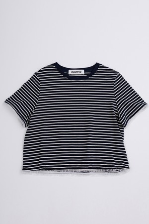Lace cuffs striped top_2color
