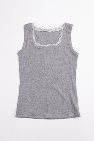 Square neck lace tank top_3color