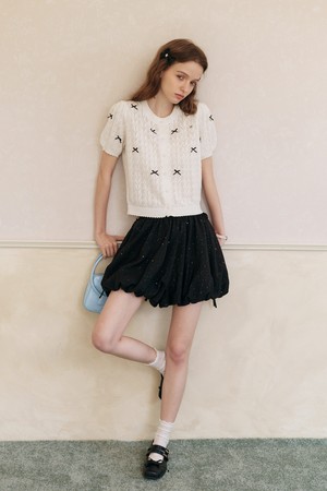 Black sequin balloon skirt