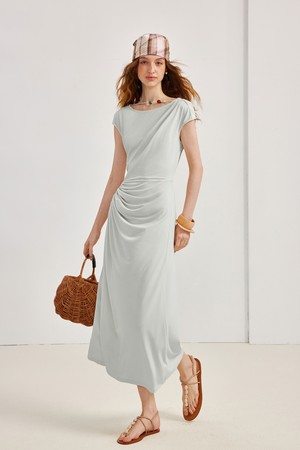Round neck slim fit dress_3color