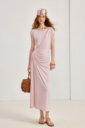 Round neck slim fit dress_3color