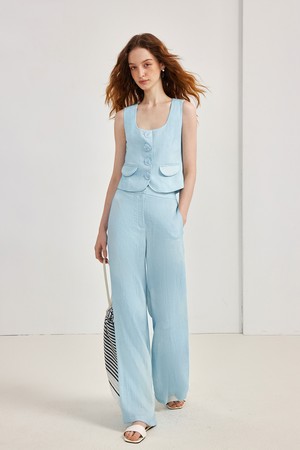 Blue thin straight pants