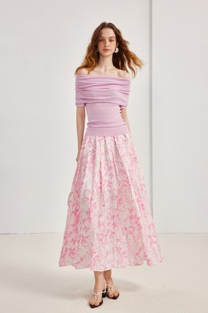 High waist pink print skirt