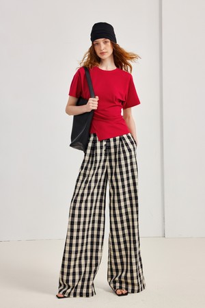 Lazy style plaid casual pants