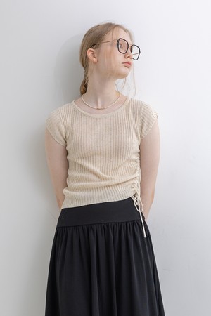 Drawstring knit top_2color