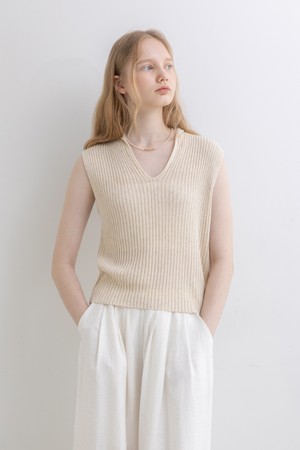 V-neck knit top_2color