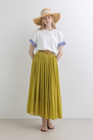 Drape olive skirt_OLIVE