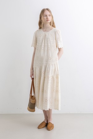 Hollow pattern dress_IVORY