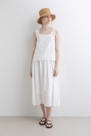 Sleeveless fake two piece dress_WHITE