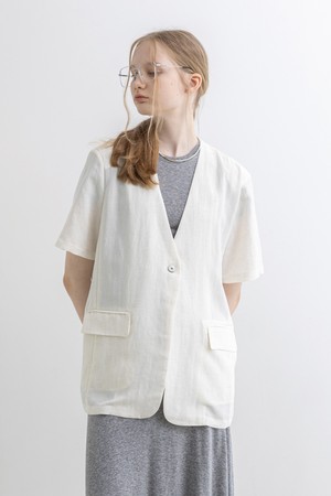 Solid color short sleeve jacket_2color