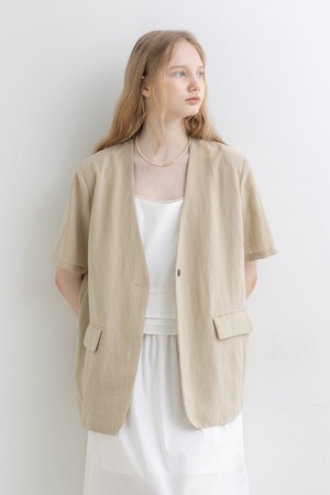 Solid color short sleeve jacket_2color
