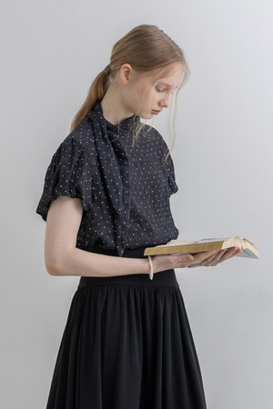 Polka dot cool blouse_BLACK