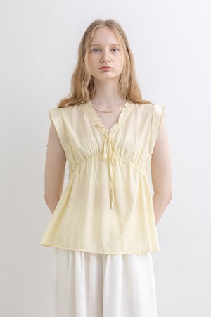 Ribbon pleat collar top_2color