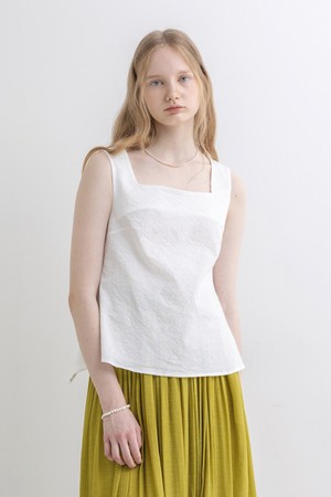 Square neck blouse top_WHITE