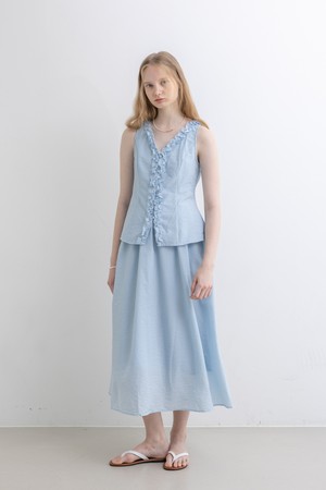 Pattern vest top and skirt two-piece set_2color