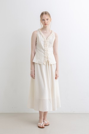 Pattern vest top and skirt two-piece set_2color