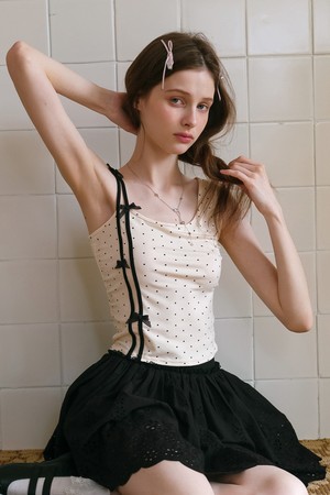 Polka dot bow sleeveless top