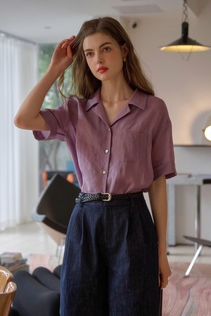 Back slit commuting shirt_2color