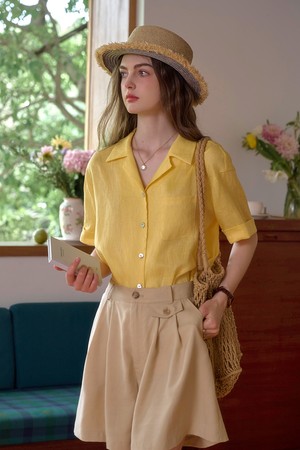 Back slit commuting shirt_2color