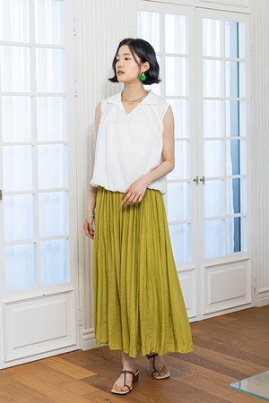 Olive pleated skirt_OLIVE