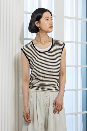 Fake two piece knit top_IVORY