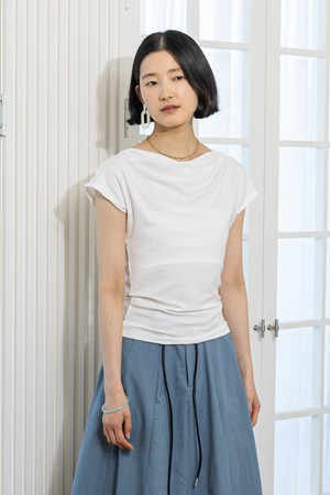 Drawstring back top_WHITE