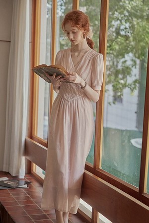 Jacquard v-neck dress