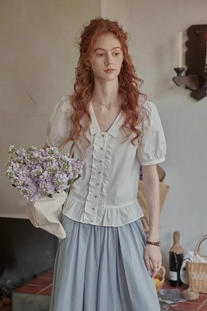 Ruffle v-neck blouse