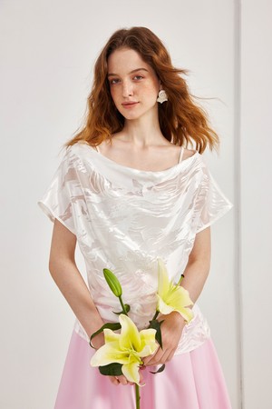 Cutout devore texture short top