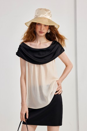 Sense boat neck contrast top