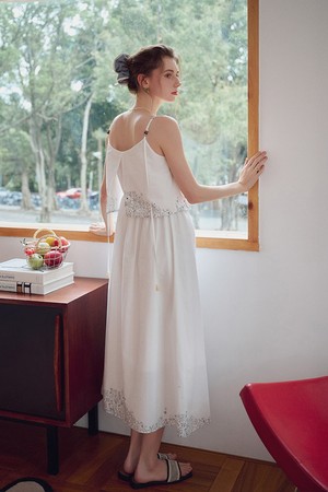 Print adjustable u-neck dress