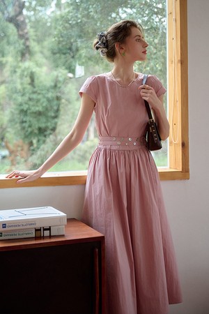 Cool shell button short sleeve dress