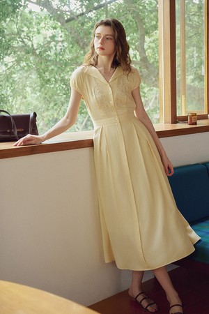 Swallow collar embroidery dress