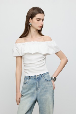 Frill off-shoulder blouse