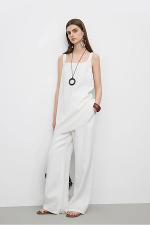 Simple linen high waist pants