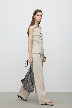 Linen string high waist pants