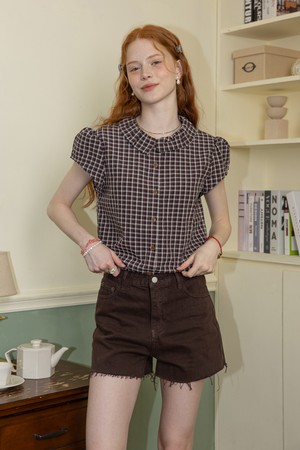 Brown Irregular hem pants