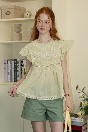 Ruffled cuffs loose top_2color