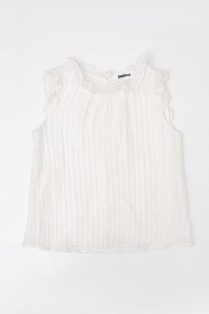 Pleated collar sleeveless top_2color