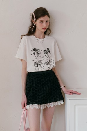 Layered lace ribbon skirt