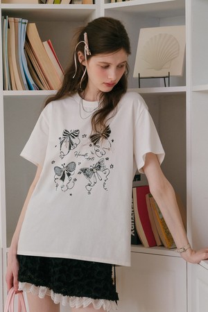 Butterfly print short sleeve top