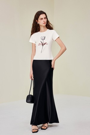 Drapy black a-line skirt