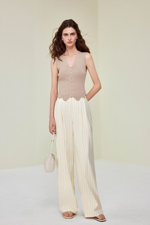 Commuter striped wide pants
