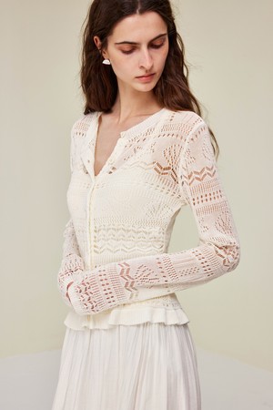 Hollow crochet knitted cardigan