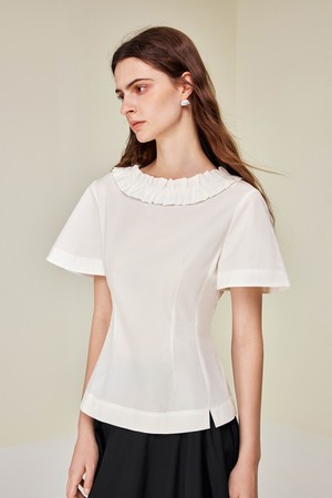 Tencel boat neck lace top